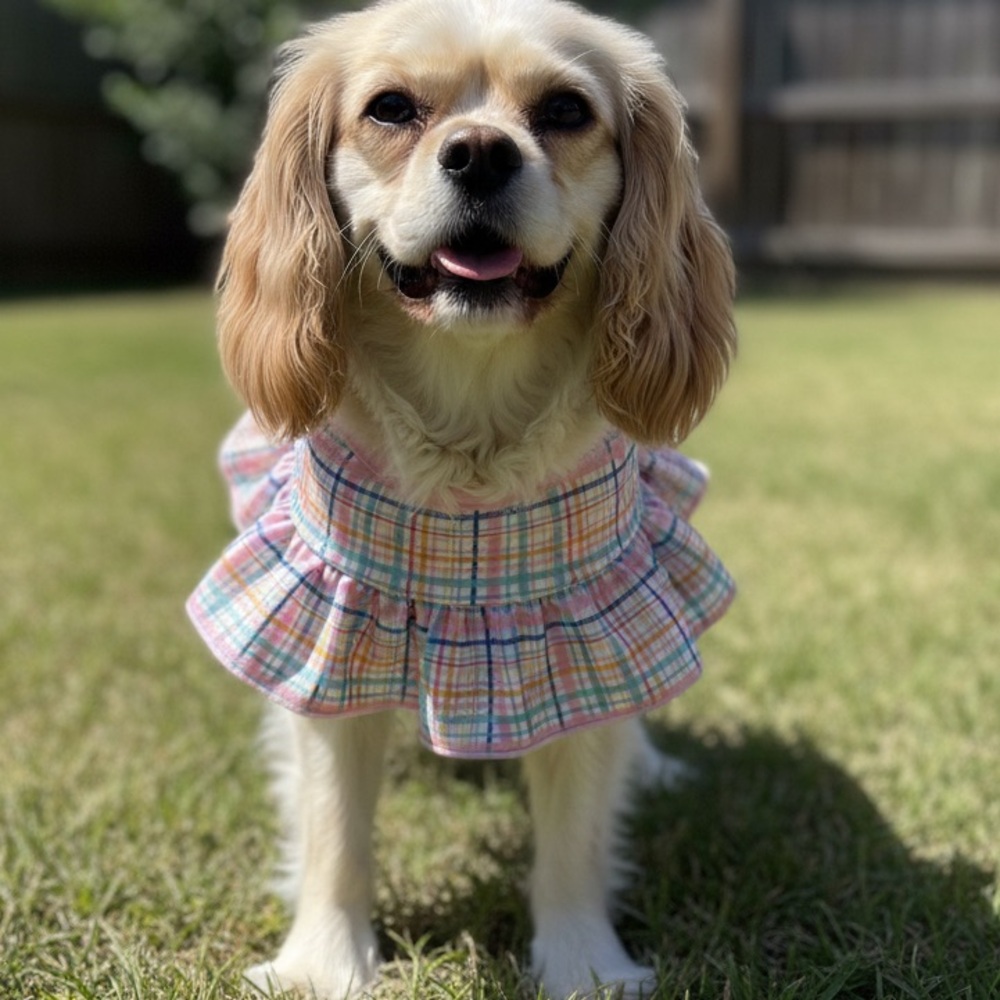 Top Paw Multicolor Plaid Dog 2 piece bikini
